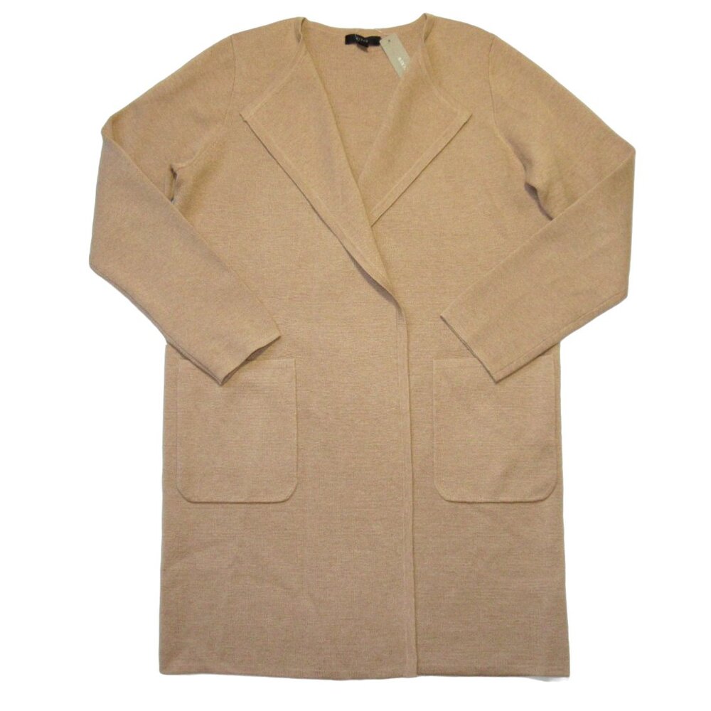 NWT J.Crew Juliette in Heather Khaki Open-Front Collarless Sweater Blazer M